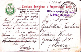 1915-Comitato Trevigiano Di Preparazione Civile Cartolina Franchigia, Non Uffici - War 1914-18