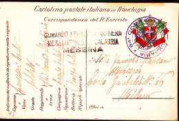 1917-COMANDO FORTEZZA COSTIERA/MESSINA-REGGIO CALBRIA/MESSINA Lineare Su Cartoli - War 1914-18