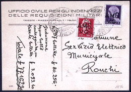 1947-AMG VG L.1+ L.2 Su Cartolina Con Intestazione Ufficio Civile Per Gli Indenn - Storia Postale