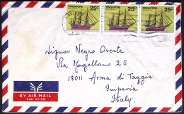 1980-Singapore Striscia 25c. East Indiaman Su Lettera Per L'Italia - Singapur (1959-...)