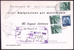 1949-annullo Muto Di Borgo San Giacomo Su Cartolina Comunale Affrancata Con 4 Va - 1946-60: Marcofilie