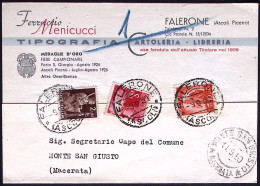 1950-tipografia Cartoleria Libreria Ferruccio Menicucci Falerone Ascoli Piceno A - 1946-60: Marcophilie