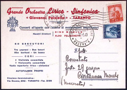 1949-grande Orchestra Lirico Sinfonica Giovanni Paisiello Di Taranto Cartolina A - 1946-60: Marcophilie