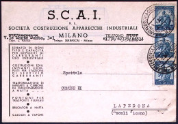 1949-S.C.A.I. Società Costruzione Apparecchi Industriali Milano Intestazione Car - 1946-60: Marcophilia