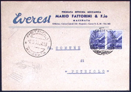 1950-busta Officina Meccanica Everest Di Mario Fattorini Macerata Affrancata Cop - 1946-60: Marcophilia