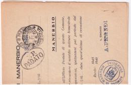 1946-P. PAGATO Ovale Su Piego Manerbio (3.4.46) - 1946-60: Marcofilie