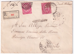 1883-mista Due Re V. Emanuele II C.40 (dentellatura Irregolare) E Umberto C.30 S - Storia Postale