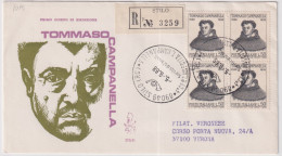 1968-TOMMASO CAMPANELLA Blocco Di Quattro Su FDC Venetia Raccomandata Viaggiata - 1961-70: Marcophilie