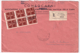 1945-Posta Aerea Blocco Sei C.75 (12) Su Raccomandata Matera (14.3) - Storia Postale