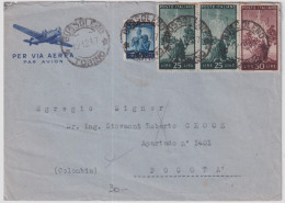 1947-lettera Per Bogota' Colombia Affrancata L.5 + Coppia L.25 + L.50 Democratic - 1946-60: Marcophilie