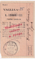 1947-POLIZZINO VAGLIA POSTALE Tipo Provvisorio Pigra (6.9) - 1946-60: Marcophilia