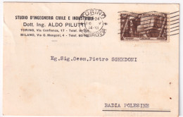 1934-DECENNALE C.30 (330) Isolato Su Cartolina Torino (16.5) - Storia Postale