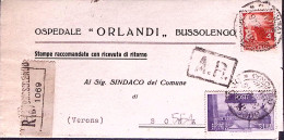 1946-MEDIOEALI Lire 5 + Democratica Lire 3, Su Piego Raccomandato Bussolengo (20 - 1946-60: Marcophilie