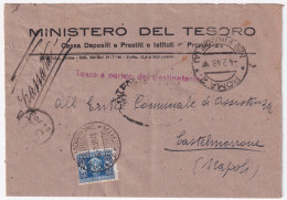 1948-Segnatasse Lire 10 (95) Apposto Castelmorrone (6.2) Su Busta Tassa Carico D - 1946-60: Marcophilie