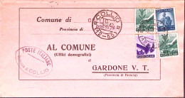 1948-Democratica C.50 + Lire 5 E Due Lire 1, Su Piego Collio (4.10) - 1946-60: Marcofilie