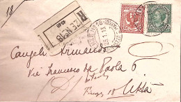 1913-Floreale C.2 + Leoni C.5 Su Circolare A Stampa Raccomandata Firenze (23.1) - Storia Postale