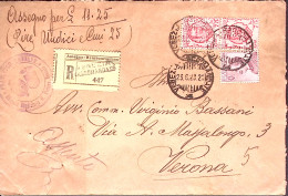1928-Michetti C.20 + Floreale Coppia C.75 Su Raccomandata/c.assegno Venezia (23. - Storia Postale