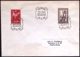 1959-Finlandia Lettera Affrancata Con Due Valori Annullati Con Bollo Speciale Hi - Lettres & Documents