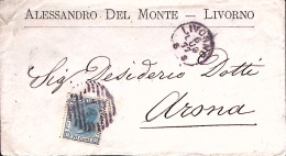 1877-Regno Testatina Alessandro Del Monte Livorno Con Affrancatura 20 C. V.E. II - Marcofilie