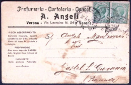 1915-profumeria Cartoleria Cancelleria A.Angeli Verona Dicitura Stampa Su Cartol - Poststempel