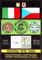 1968-cartolina Dell'associazione Filatelica Scaligera Per Il 50^anniversario Cos - Other & Unclassified