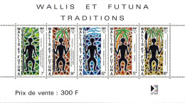 Wallis & Futuna Bloc N* Yv: 5 Mi:5 Traditions Tâches Impres Devant (avec Charnière) - Blocs-feuillets