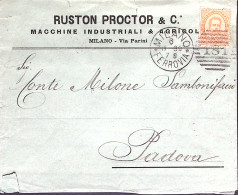 1889-MILANO RUSTON PROCTOR Et C. Intestazione A Stampa Su Busta (al Verso Macchi - Marcophilia