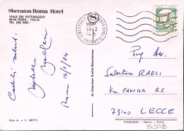 1987-CASTELLI Per Macchinette Lire 300 Isolato Su Cartolina (Sheraton Roma Hotel - 1981-90: Poststempel