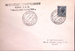 1956-ROMA VII^Congresso Inter.le Astronautico C.2 (22.9) E Lineare Su Cartolina - 1946-60: Storia Postale
