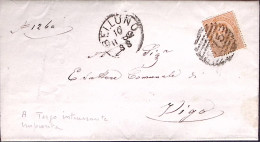 1882-OSPITALE Della Città Di BELLUNO Ovale Al Verso Di Piego Affrancato Effigie  - Marcophilie