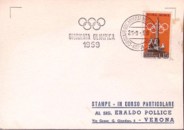 1959-ROMA Comitato Organizzatore + Giornata Olimpica Annullo Speciale A Targhett - Juegos Olímpicos