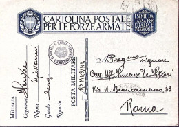 1940-INFERMERIA DI GUERRA R.M./SIRACUSA Tondo Viola Su Cartolina Franchigia - Weltkrieg 1939-45