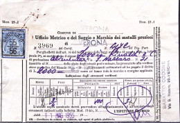 1955-PESI MISURE MARCHI Lire 2000 E Al Verso Coppia Lire 100 Su Ricevuta Verona  - Italy