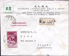 1959-GUERRA INDIPENDENZA Lire 110 Isolato Su Raccomandata - 1946-60: Poststempel