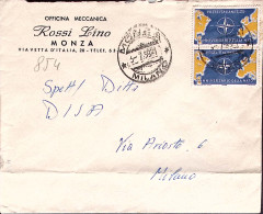 1959-PATTO ATLANTICO Coppia Lire 25 Su Busta Monza (3.7) - 1946-60: Poststempel