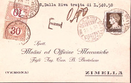 1931-Segnatasse C.10e C.30 Apposti A Verona (24.4) Su Cartolina Illasi Piega Ver - Marcophilie