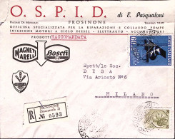 1958-PREMIO ITALIA Lire 60 + Siracusana Lire 50 Su Raccomandata - 1946-60: Poststempel
