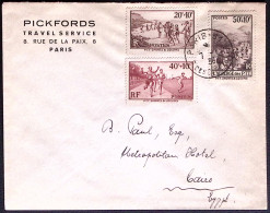 1938-Francia Lettera Per L'Egitto Con Affrancatura Multipla - Storia Postale