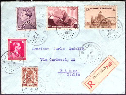 1938-Belgio Raccomandata Diretta A Fiume Italia Con Affrancatura Multipla - Briefe U. Dokumente