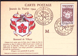 1944-Francia Cartolina Maximum Giornata Del Francobollo Annullo Fdc - Storia Postale
