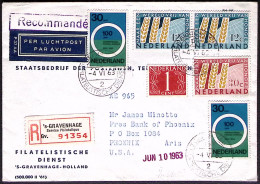 1963-Olanda Raccomandata Diretta In U.S.A. Con Affrancatura Multipla - Lettres & Documents