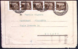 1944-feldpost 87265 A Su Biglietto Postale Affrancato Striscia Di 5 Più Singolo  - Weltkrieg 1939-45