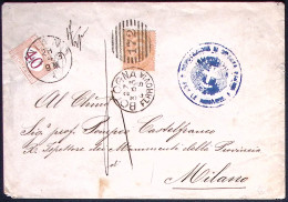 1883-lettera 20c.Umberto I, In Arrivo A Milano Raro Segnatasse 40c. Con Centratu - Storia Postale