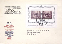 1946-Liechtenstein Foglietto 2 Valori Esposizione Filatelica Vaduz Su Fdc - Cartas & Documentos