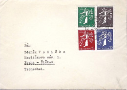 1939-Svizzera Lettera Per Praga Affrancata 4 Valori Esposizione Zurigo - Storia Postale