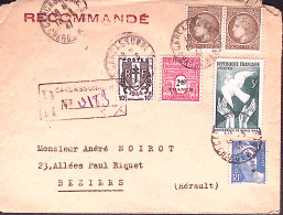 1947-Francia Raccomandata Con Bella Affrancatura Varia Al Verso Chiudilettera "C - Covers & Documents