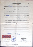 1941-certificato Anagrafe Con Striscia Marche Da Bollo 20 Pf. Con Avvallo Del Re - Marcofilía