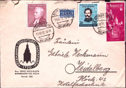 1952-Germania Lettera Viaggiata Affrancatura Varia E Erinnofilo Numbrecht - Briefe U. Dokumente