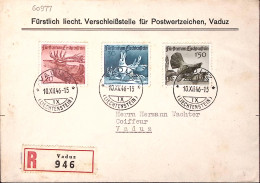1946-Liechtenstein S.3 Valori Animali Su Raccomandata Fdc - Brieven En Documenten