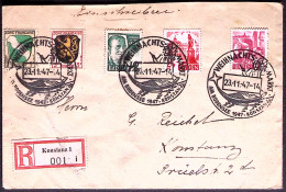 1947-Germania Baden Raccomandata Annullo Weinachts Markt Am Bodensee Konstanz Co - Baden